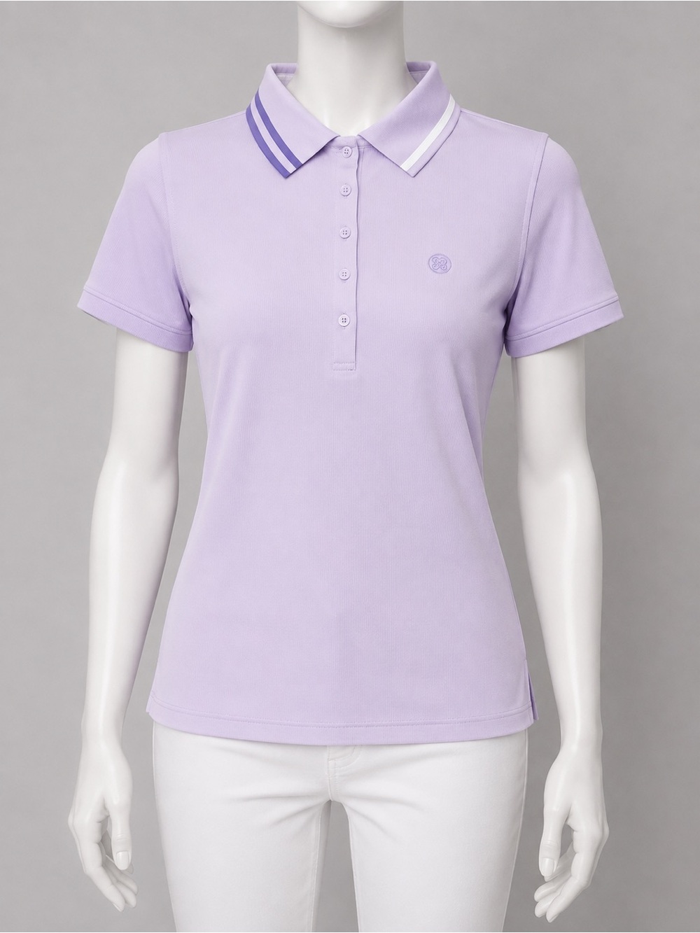 G/FORE Women’s XS Lavender Polo with Striped Collar READ DESCRIPTION